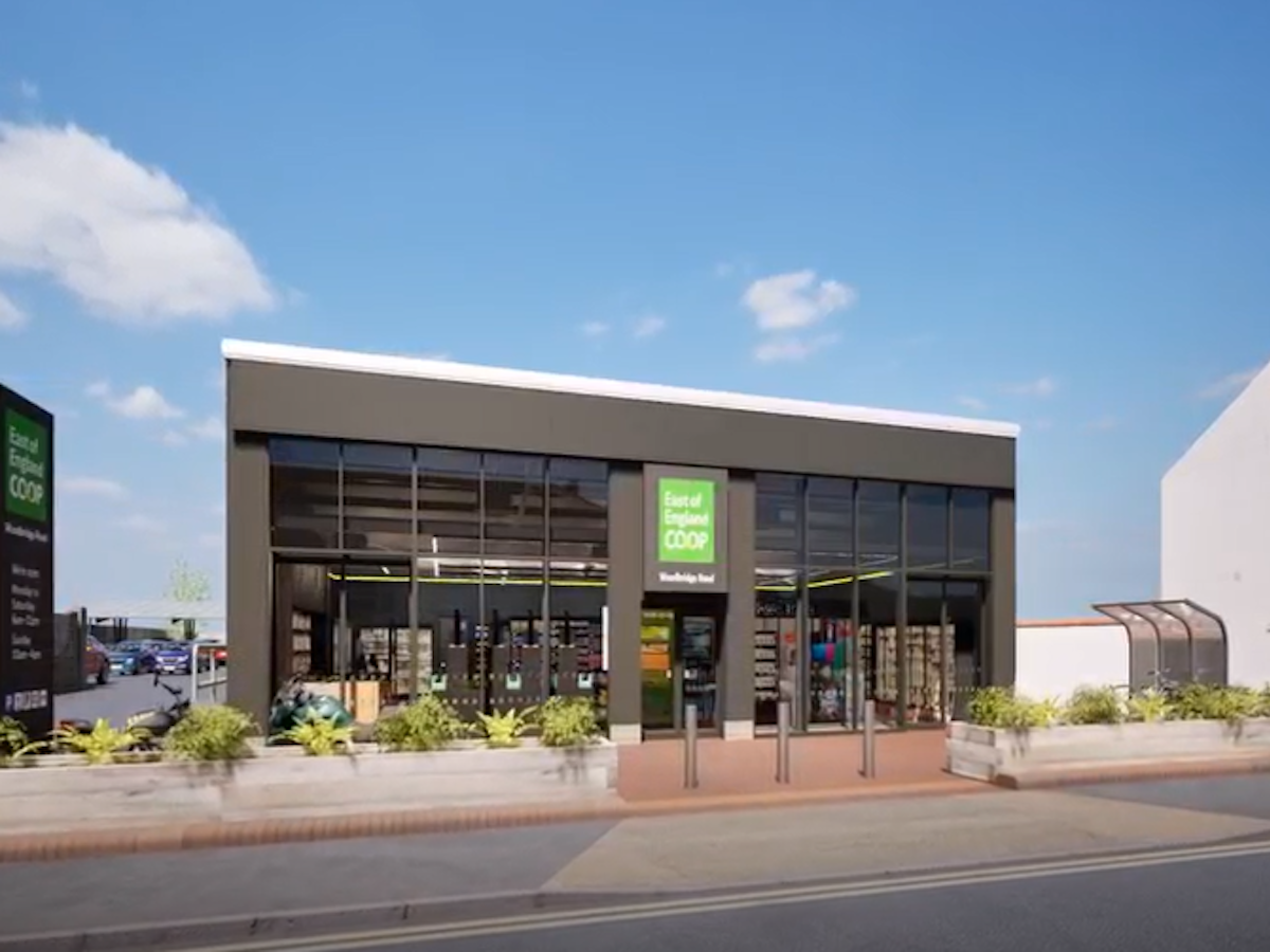 a 3D render of how the new East of England Co-op store on Woodbridge Road will look when work is complete